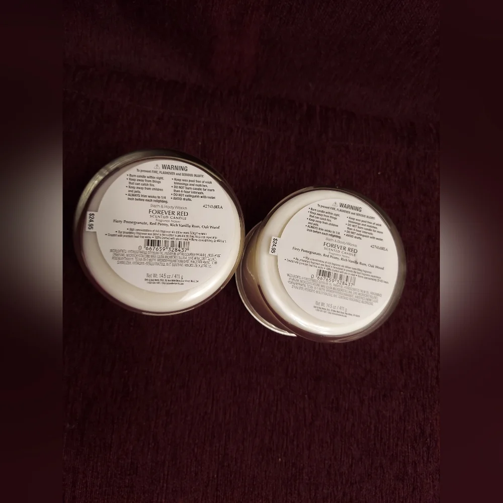 Forever red candles by bath and body works
